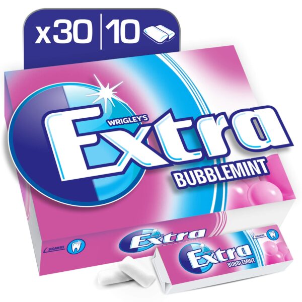 Wrigley's Extra Bubblemint Chewing Gum, 14g Pack of 30