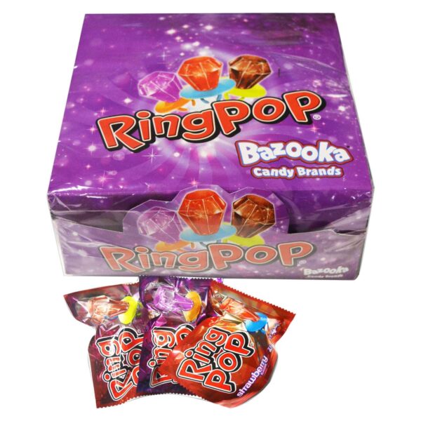 Bazooka Ring Pop Twister Lollipops 10g Pack of 24
