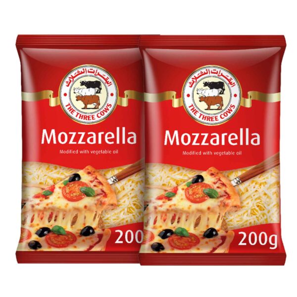The Three Cows Mozzarella Shredded Cheese, 200g Pack of 2