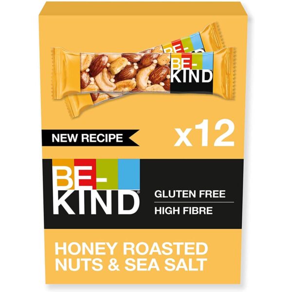 Be Kind Honey Roasted Nuts and Sea Salt Protein Bars, 40g Pack of 12
