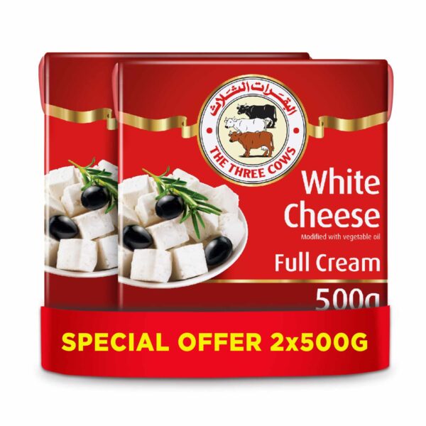 The Three Cows Full Cream White Cheese, 500g Pack of 2