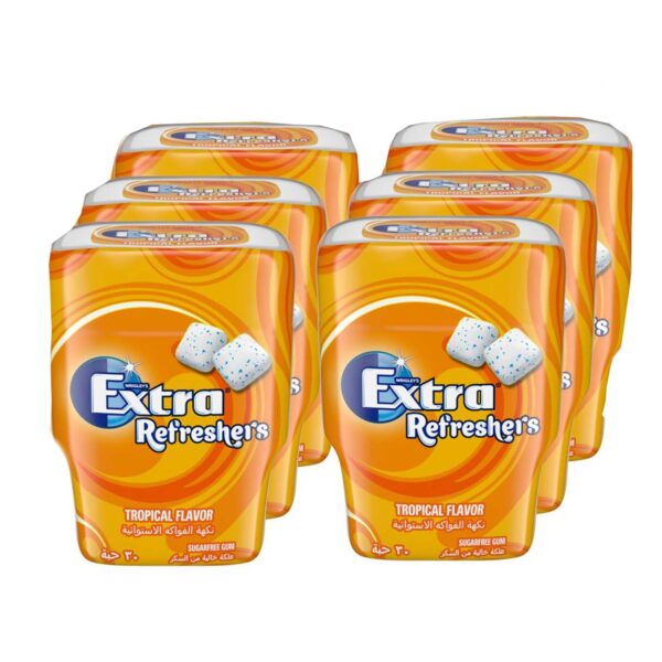 Wrigley's Extra Refreshers Tropical Flavour Sugarfree Chewing Gum, 67g Pack of 6