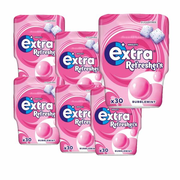 Wrigley's Extra Refreshers Bubblemint Flavour Sugarfree Chewing Gum, 67g Pack of 6