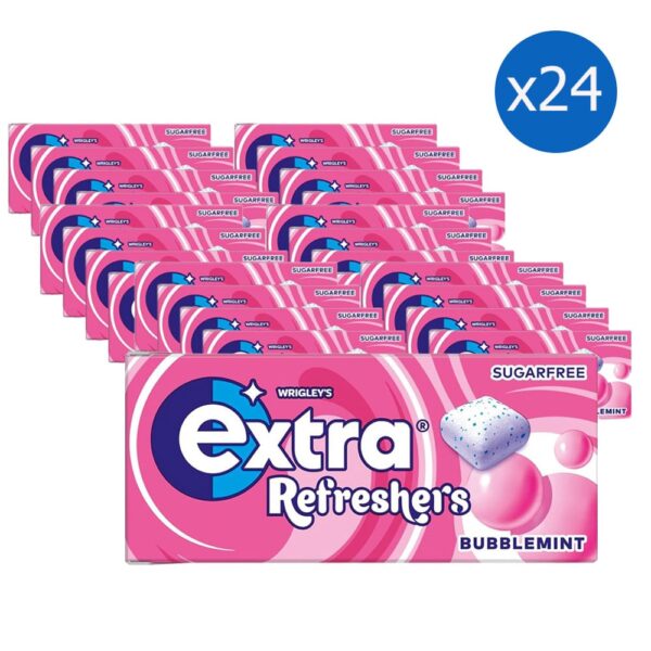 Wrigley's Extra Refreshers Bubblemint Flavour Sugarfree Chewing Gum, 15.6g Pack of 16