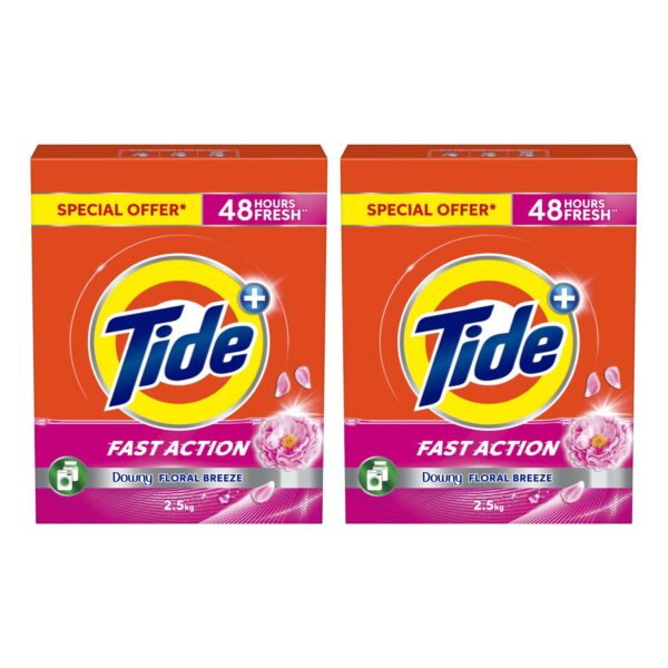 Tide Fast Action Plus Low Solution Detergent Powder Downy Floral Breeze 2.5kg Pack of 2