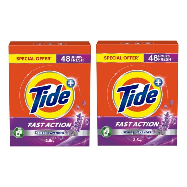 Tide Fast Action Plus Low Solution Detergent Powder Downy Lavender 2.5kg Pack of 2
