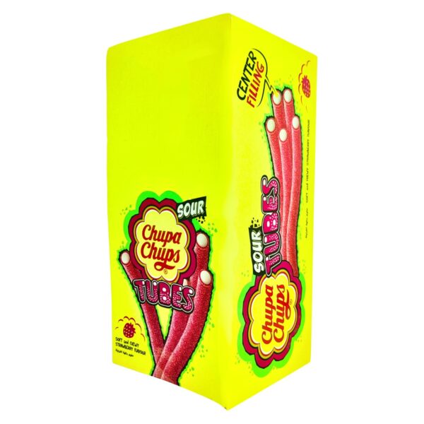 Chupa Chups Sour Soft And Chewy Tubes Strawberry Flavour 80g Pack of 12