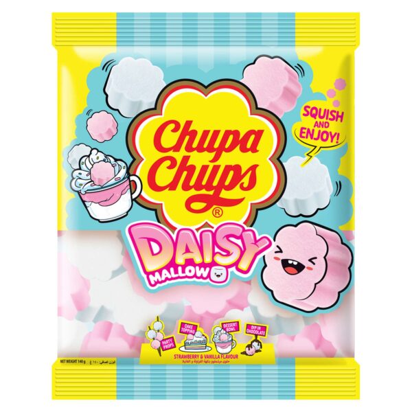 Chupa Chups Daisy Mallow Marshmallow Strawberry and Vanilla Flavour 140g