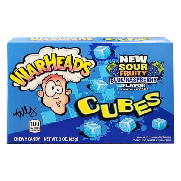 Warheads Sour Fruity Cubes Blue Raspberry Flavoured Candy 99g
